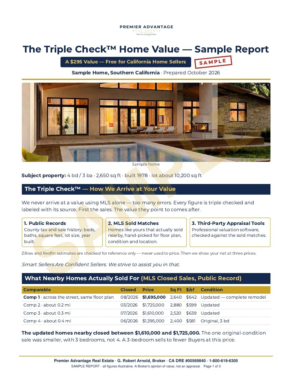 Premier Home Valuation sample report page 1